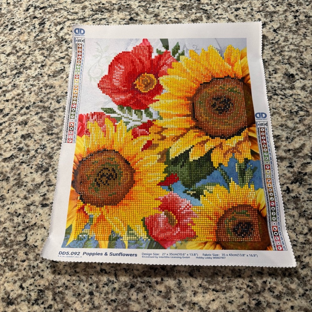 Diamond Art Diamond Dotz Poppies & Sunflowers Completed/Unframed/Sealed